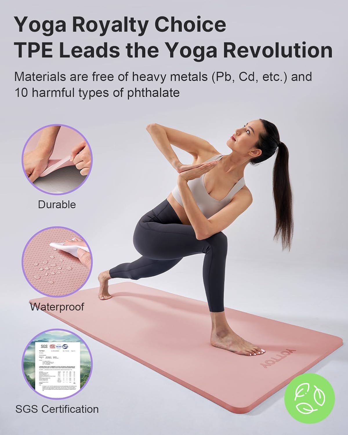 YOTTOY Yoga Mat,Extra Thick Yoga Mat (1/2inch),Professional TPE Exercise Mat,Non-Slip Workout Mat for Yoga, Pilates, Fitness, Barefoot Workouts, Home Gym Studio with Strap - Image 5