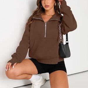 AUTOMET Womens Sweatshirts Half Zip Cropped Pullover