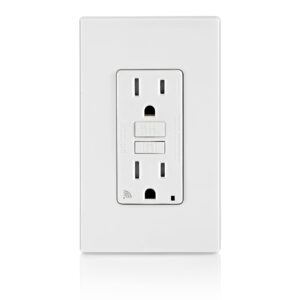Leviton Smart GFCI, 15 Amp, Self Test, Tamper-Resistant with LED Indicator Light, Send Notifications Directly to Your Smartphone, D2GF1-KW, White