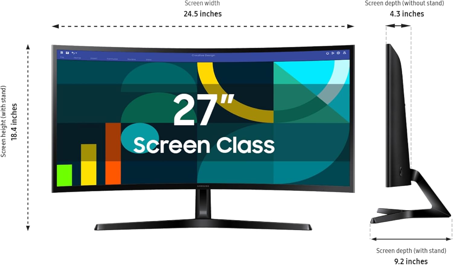 Samsung 27" Essential S3 (S36GD) Series FHD 1800R Curved Computer Monitor, 100Hz, Game Mode, Advanced Eye Comfort, HDMI and D-sub Ports, LS27D366GANXZA, 2024 - Image 3