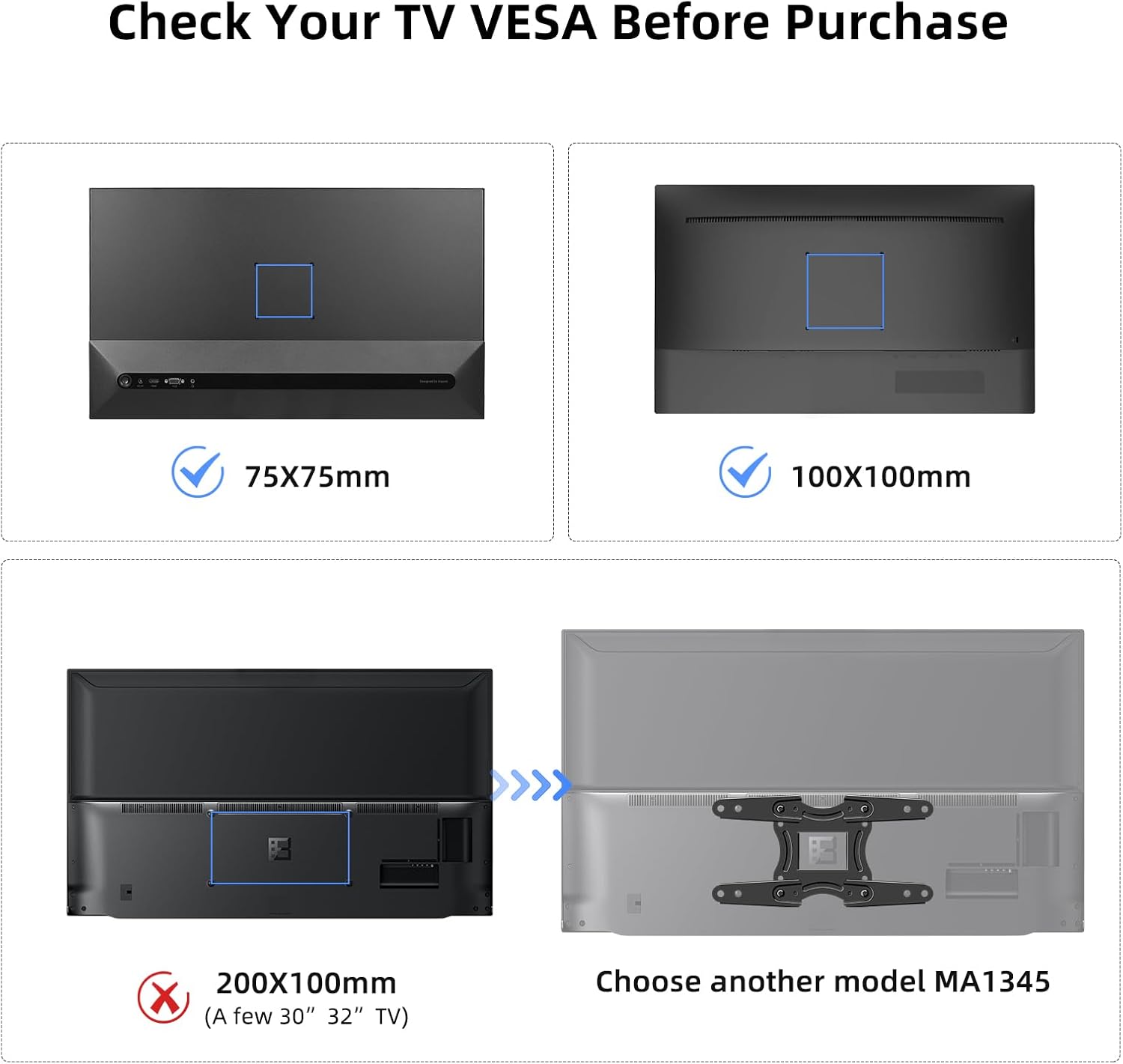 Suptek TV Wall Mount Swivel Tilt Rotation Full Motion Adjustable Articulating for Most 15-32 inch LED, LCD Monitor Wall Mount VESA 75,100 (MA2720) - Image 2