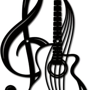 CREATCABIN Metal Wall Art Decor Musical Instruments Black Wall Signs Guitar Iron Hanging Metal Ornament Sculpture for Balcony Garden Home Living Room Decoration Outdoor Indoor Gifts 11.8×6.8Inch