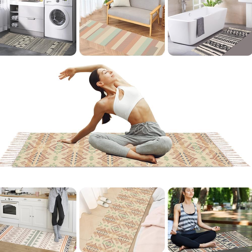 nuveti Cotton Yoga Mat - Absorbent, Grippy Tight Weave, Ashtanga & Hot Yoga Rug, Helps with Slippery Hands & Feet - Image 3