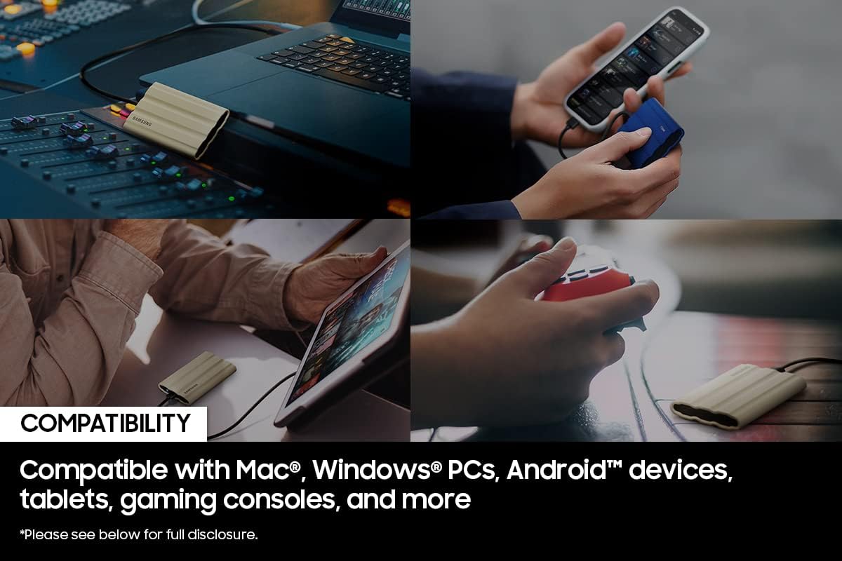 SAMSUNG T7 Shield 2TB, Portable SSD, up-to 1050MB/s, USB 3.2 Gen2, Rugged,IP65 Water & Dust Resistant, for Photographers, Content Creators and Gaming, Extenal Solid State Drive (MU-PE2T0S/AM), Black - Image 3