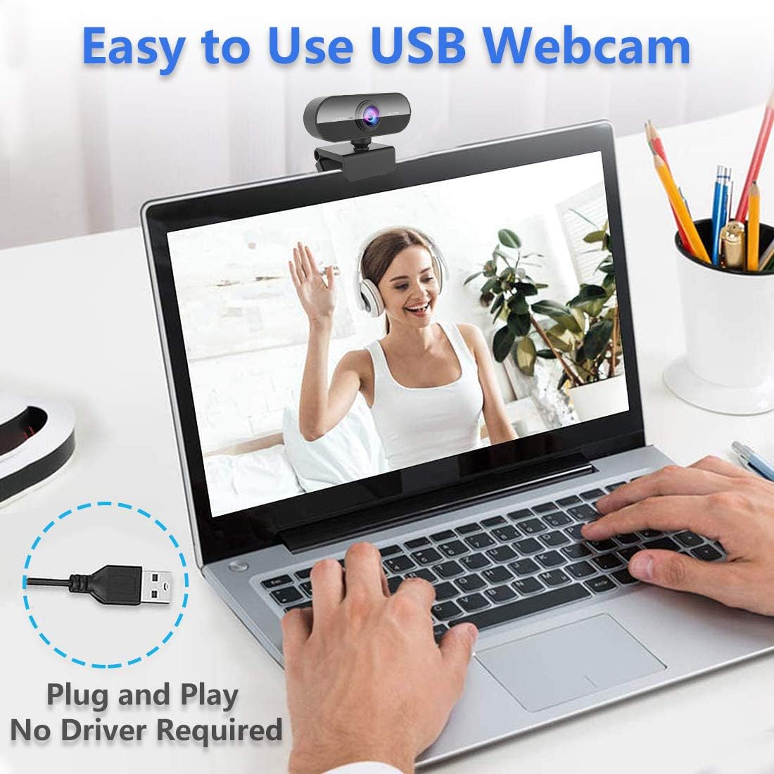 Webcam with Microphone&1080P HD Web Cam,Stand for PC/MAC/Laptop/Desktop, Wide Angle Web Cameras for YouTube,Skype,Zoom,Xbox One,Video Calling,Studying and PS4 - Image 5