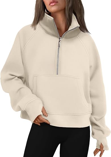 AUTOMET Womens Sweatshirts Half Zip Cropped Pullover - Image 5
