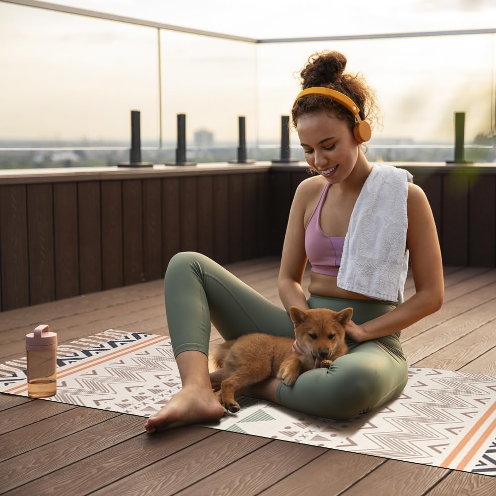 nuveti Cotton Yoga Mat - Absorbent, Grippy Tight Weave, Ashtanga & Hot Yoga Rug, Helps with Slippery Hands & Feet - Image 4