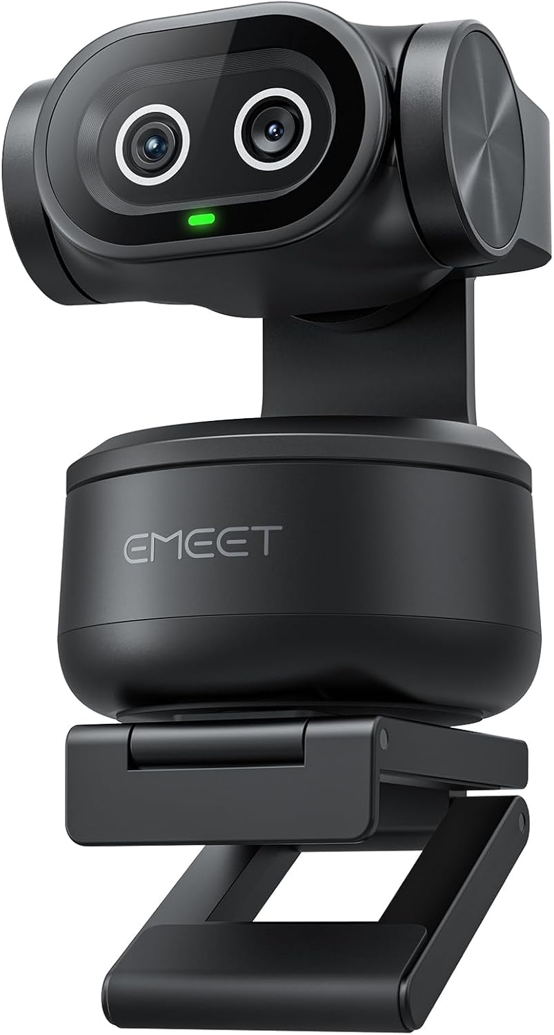 EMEET PIXY Dual-Camera AI-Powered PTZ Camera 4K, AI Tracking, PDAF&AI Autofocus 0.2s, 1/2.55'' Sony Sensor, 3 Mics, Presets, Gesture Control, 4K Webcam for Streaming and OBS/Twitch/Switch 2 Compatible