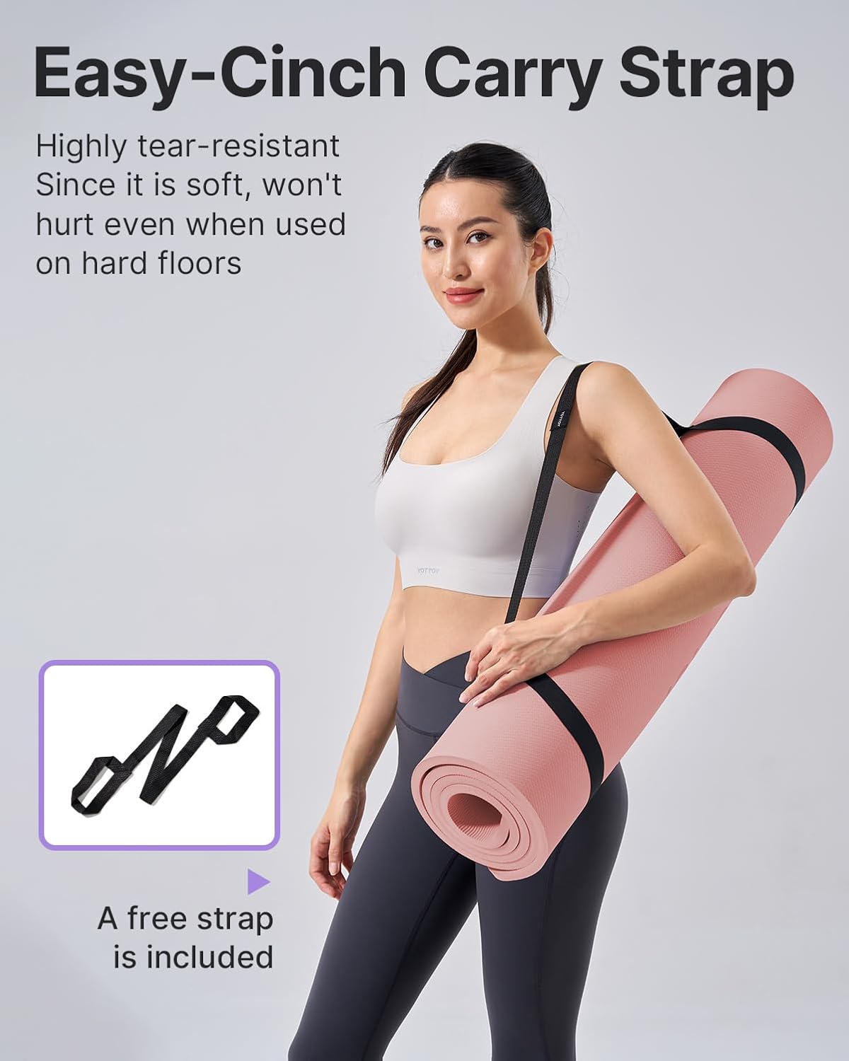 YOTTOY Yoga Mat,Extra Thick Yoga Mat (1/2inch),Professional TPE Exercise Mat,Non-Slip Workout Mat for Yoga, Pilates, Fitness, Barefoot Workouts, Home Gym Studio with Strap - Image 6