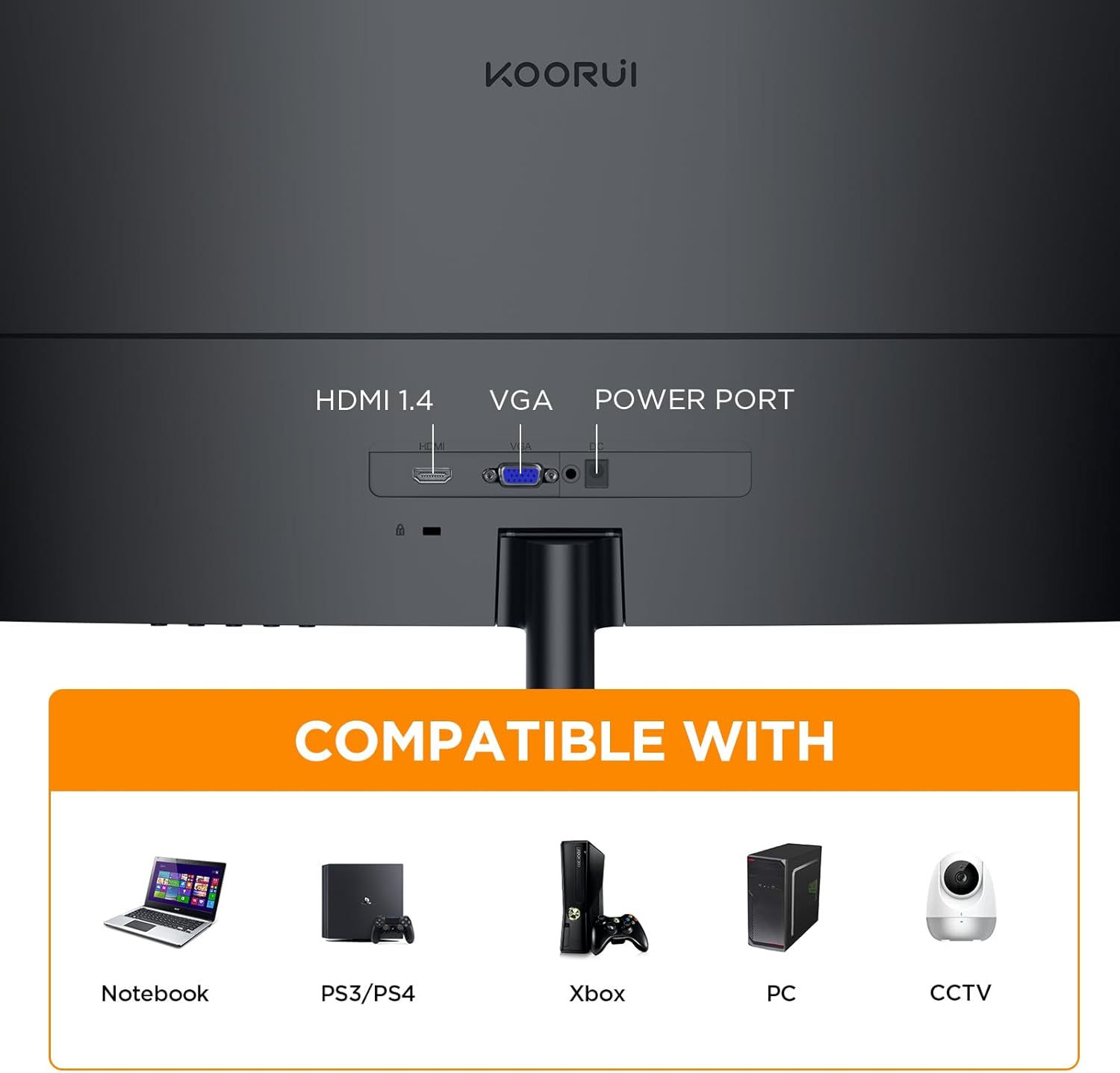 KOORUI 24 inch Curved Monitor, Full HD 1080P Curved Computer Monitor, 100Hz 1500R PC Screen, TÜV Rheinland Certified, HDMI VGA, Tilt Adjustment, LCD Display, Eye Care, Black 24N5CA - Image 5