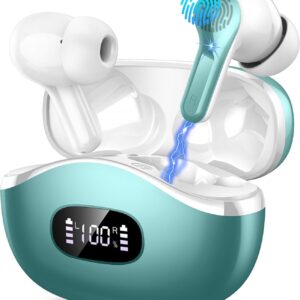 Wireless Earbuds, 2025 Bluetooth Headphones 5.3 HiFi Stereo Ear buds with ENC Noise Cancelling Mics, 40H Bluetooth Earbuds with Dual LED Display Charging Case, IP7 Waterproof Earphones for Android iOS