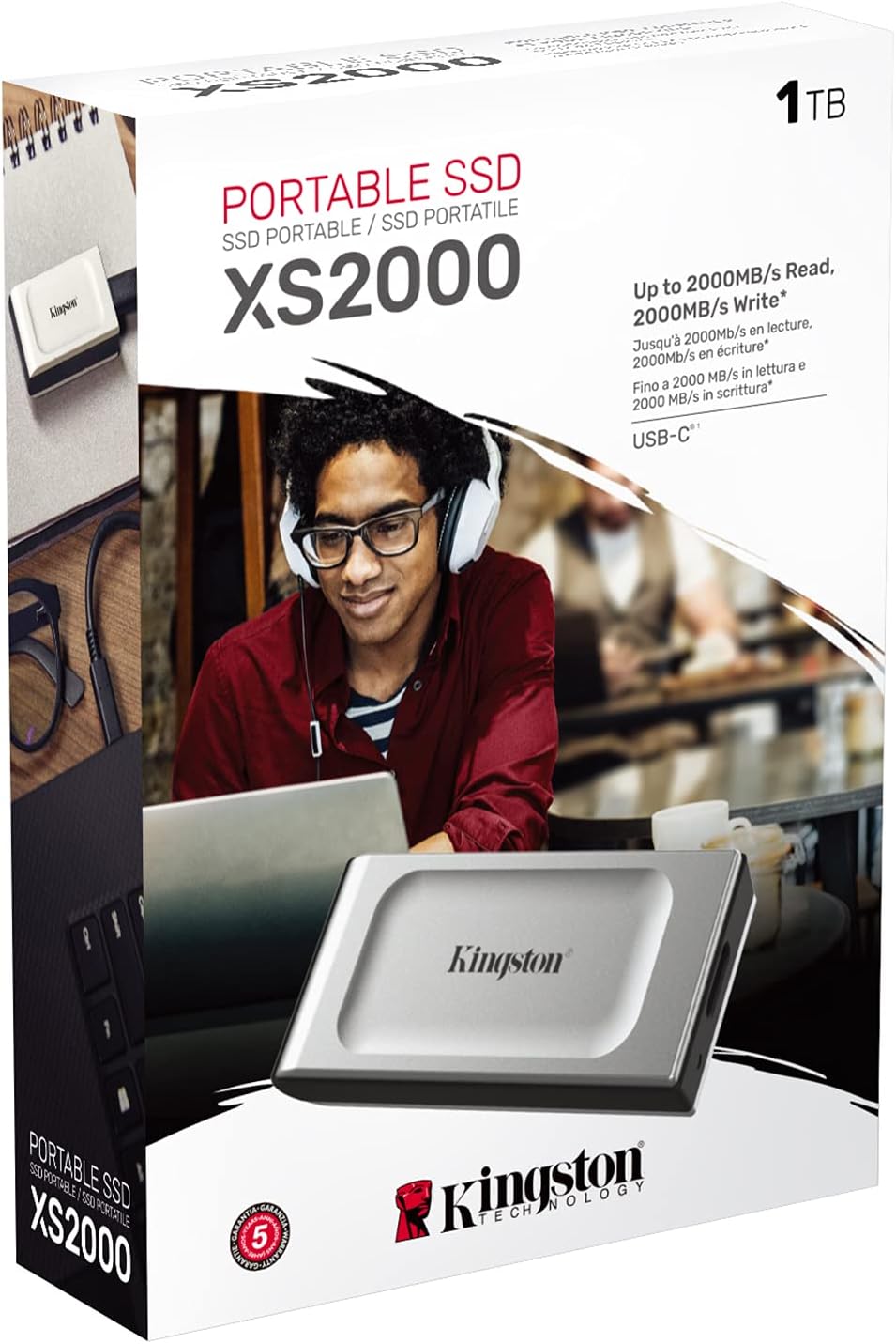 Kingston XS2000 1TB High Performance Portable SSD with USB-C | Pocket-sized | USB 3.2 Gen 2x2 | External Solid State Drive | Up to 2000MB/s | SXS2000/1000G - Image 3