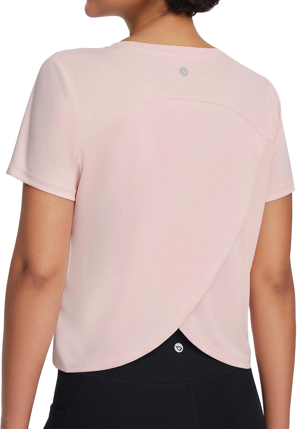 baleaf Women's Workout Tops Athletic Shirts Cropped Short Sleeve Split Back Running Gym Quick Dry Sun Protection UPF 50+