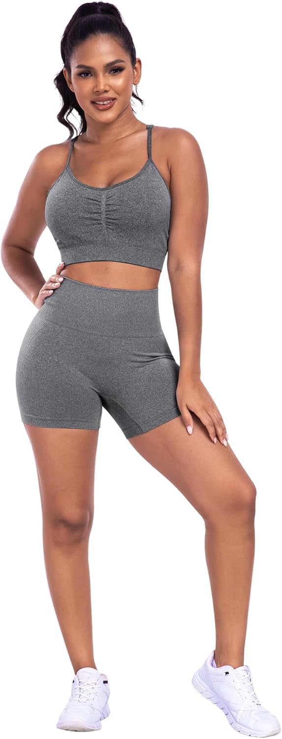 ATHVOTAR Workout Gym Biker Shorts Women: High Waisted Seamless Sports Running Butt Lifting Shorts Sets - Image 3