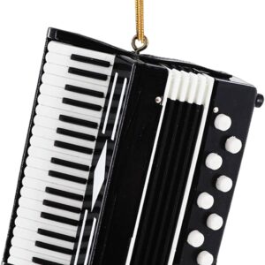 2.76″ Wooden String Miniature Accordion Hanging Ornament Mini Musical Instrument Replica Music Birthday Gifts Holiday Tree Home Decoration and Display Ornament Model (Black, 2.76″ Accordion)