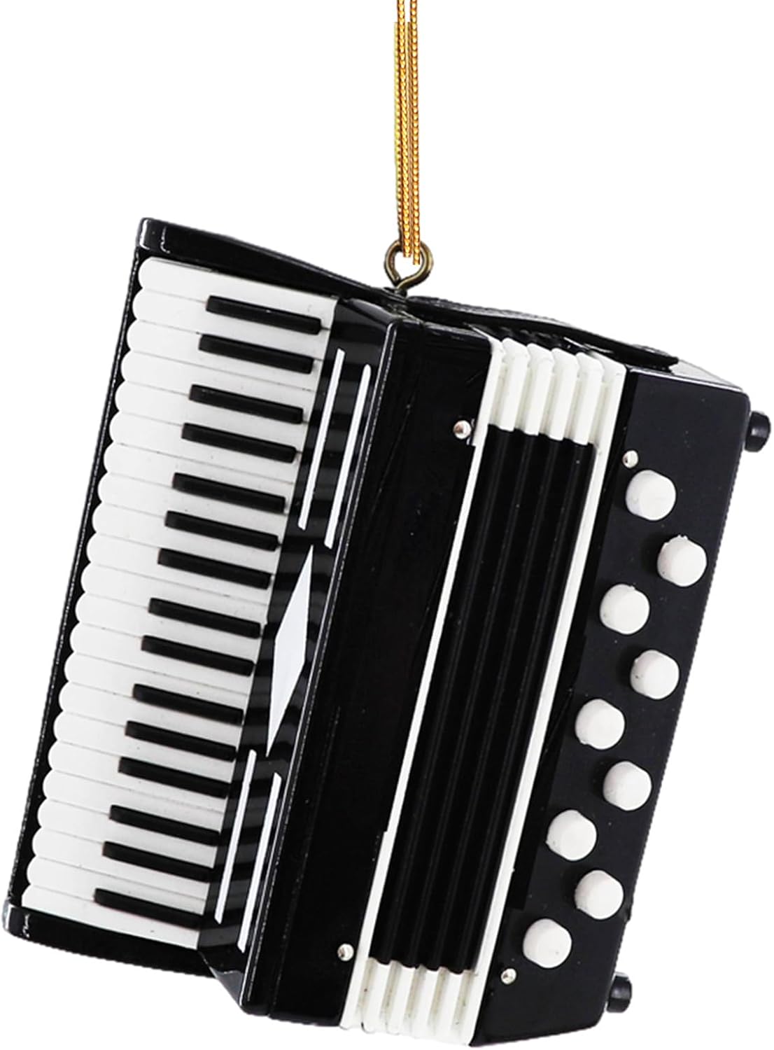 2.76" Wooden String Miniature Accordion Hanging Ornament Mini Musical Instrument Replica Music Birthday Gifts Holiday Tree Home Decoration and Display Ornament Model (Black, 2.76" Accordion)