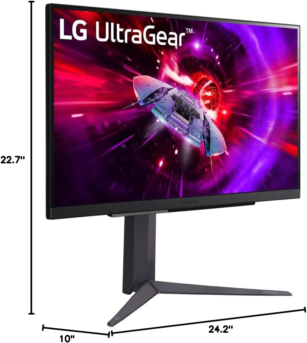 LG 27" UltraGear QHD (2560x1440) Gaming Monitor, 240Hz, 1ms, VESA DisplayHDR 400, G-SYNC and AMD FreeSync Premium, HDMI 2.1, DisplayPort, 4-Pole HP Out DTS HP:X, Tilt/Height/Pivot Stand, Black - Image 2