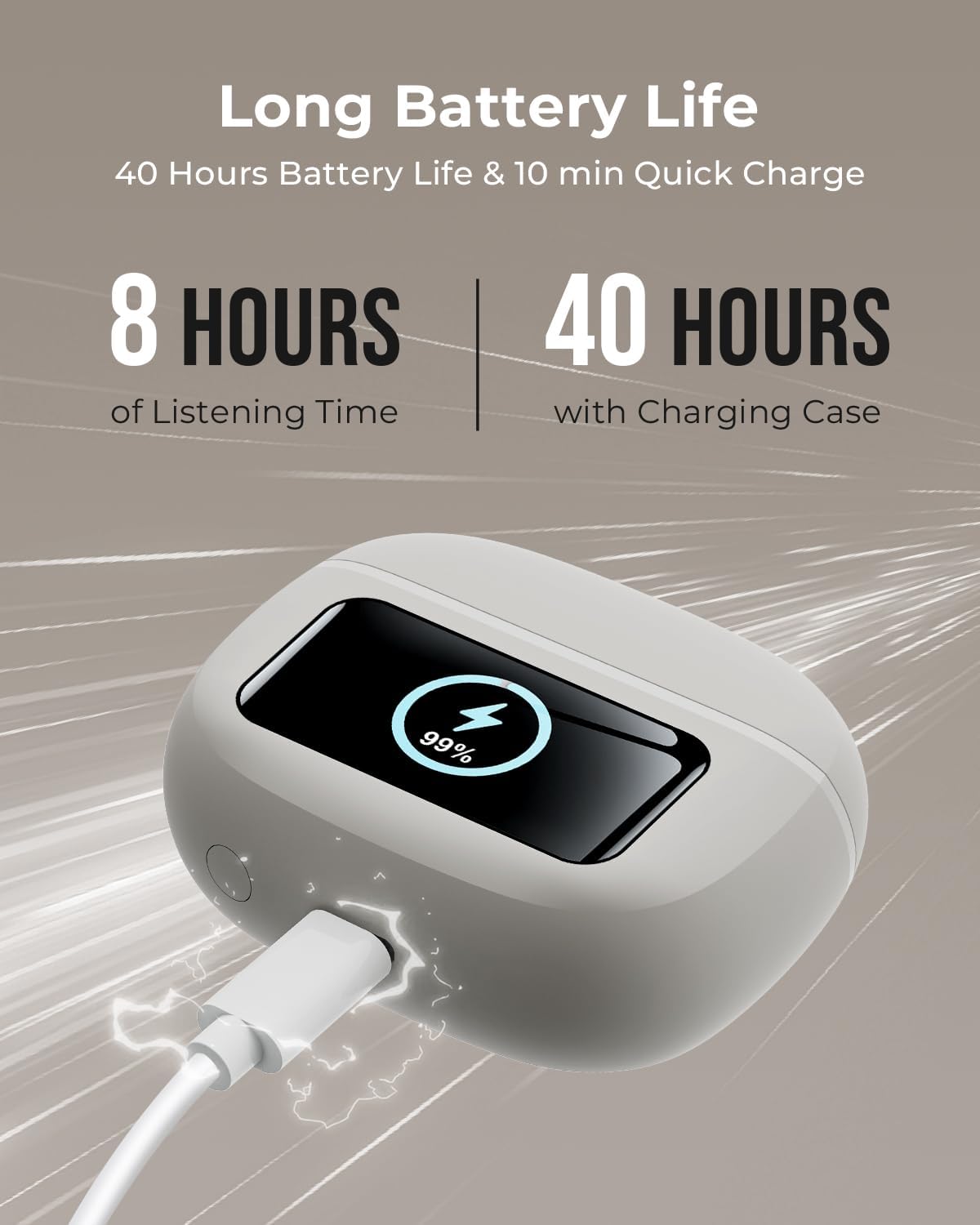 Wireless Earbuds, Ear Buds Active Noise Cancelling with Charging Case, 6.0 Bluetooth Earbuds with AI Clear Calls, 40H Playtime for Sports & Working, Stereo Sound Headphones for iPhone/Android/iPad - Image 5