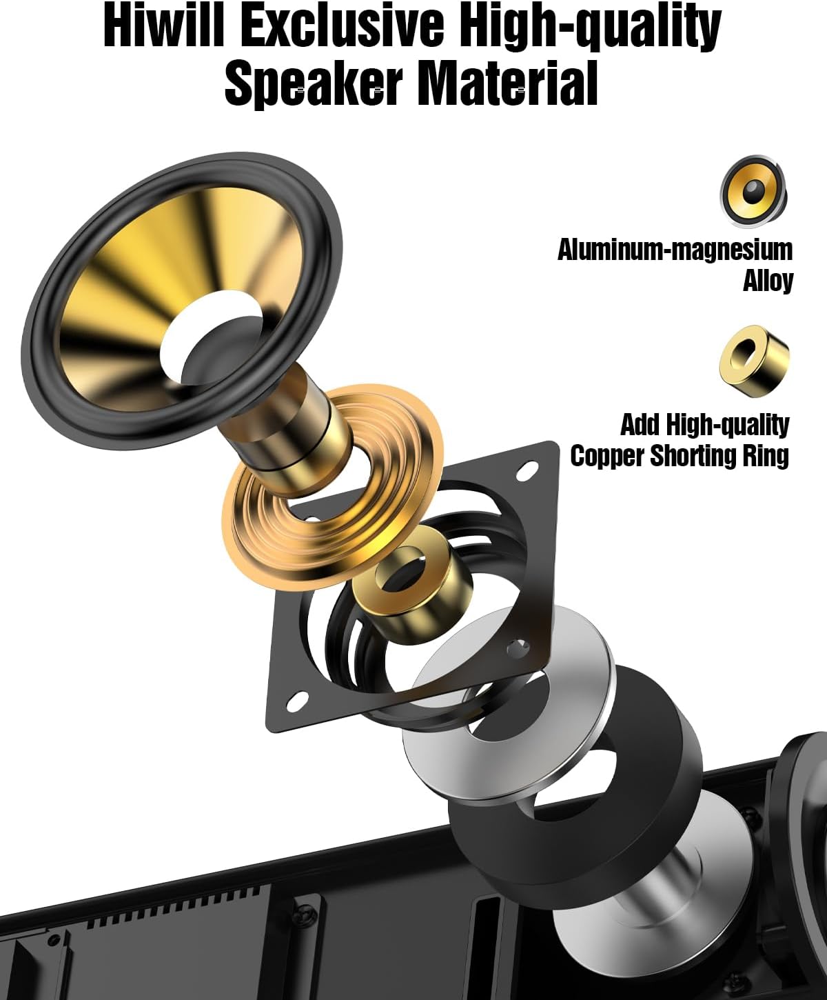 Hiwill 4.1ch Sound Bar with Dolby Atmos, 300W Sound Bar for Smart TV with Subwoofer, 2 Front Surround Speakers, Soundbar for TV Speaker, Adjustable Bass, Surround Sound System for TV, HiElite A41 - Image 3