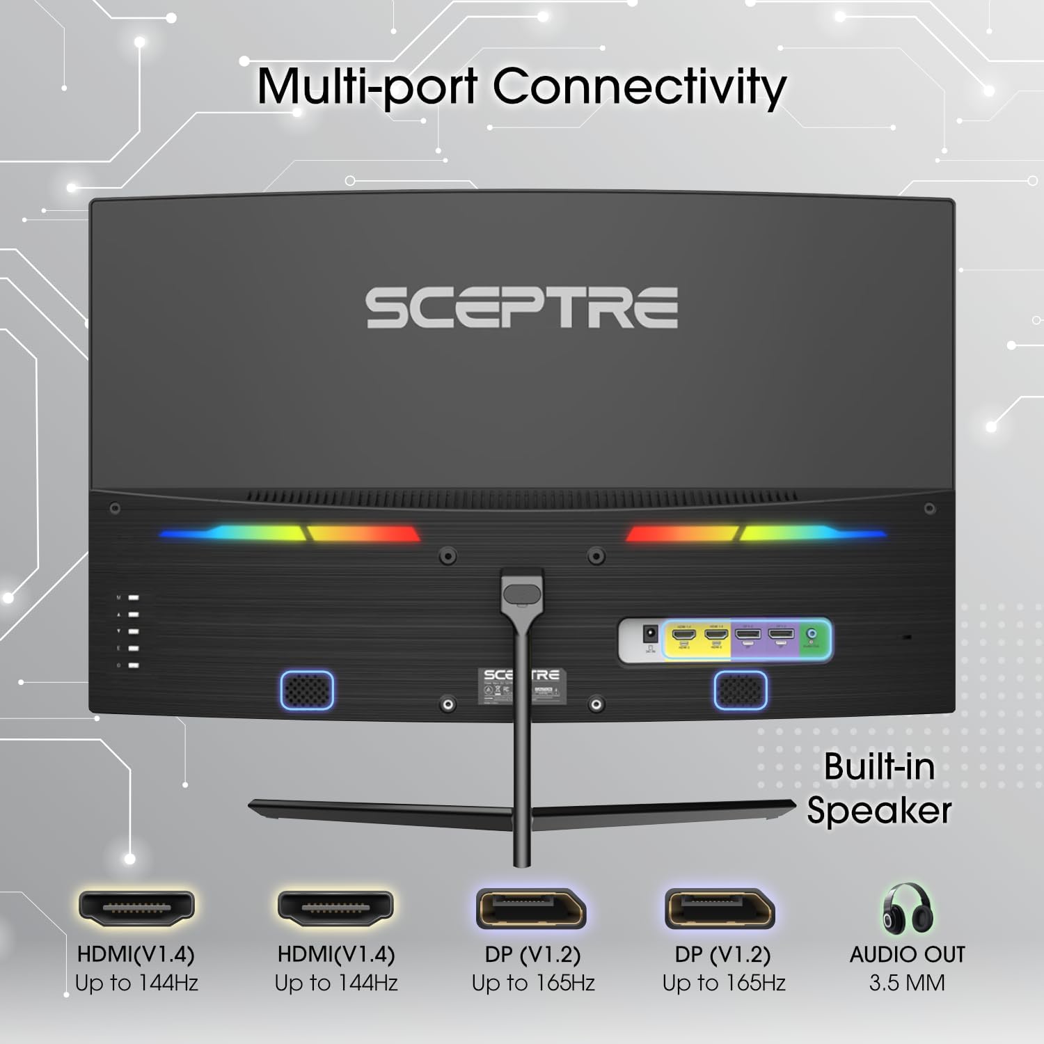 Sceptre 24-inch Curved Gaming Monitor 1080p up to 165Hz DisplayPort HDMI 99% sRGB, AMD FreeSync Build-in Speakers Machine Black (C248B-FWT168) - Image 4