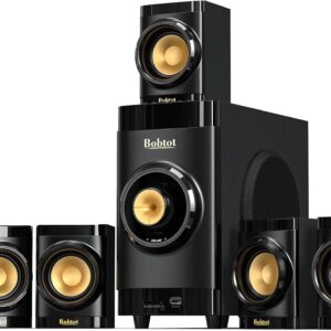 Small Subwoofer Home Theater for TV Surround System 5 Wired Speakers Amplifier 4 inch Woofer Built-in Receiver Support HDMI ARC Optical Bluetooth Input for Projector