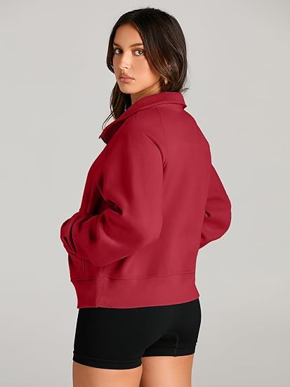 AUTOMET Womens Sweatshirts Half Zip Cropped Pullover - Image 3