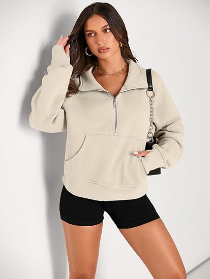 AUTOMET Womens Sweatshirts Half Zip Cropped Pullover - Image 4