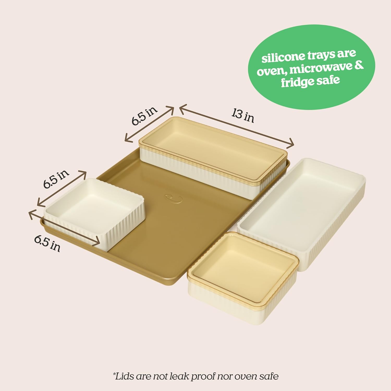 9-Piece Baking Set, Non-Stick Bakeware Set with 2 Large Silicone Trays, 2 Small Silicone Trays with 4 Lids & 1 Baking Sheet Tray, Oven-Safe Upto 450°F - Image 5