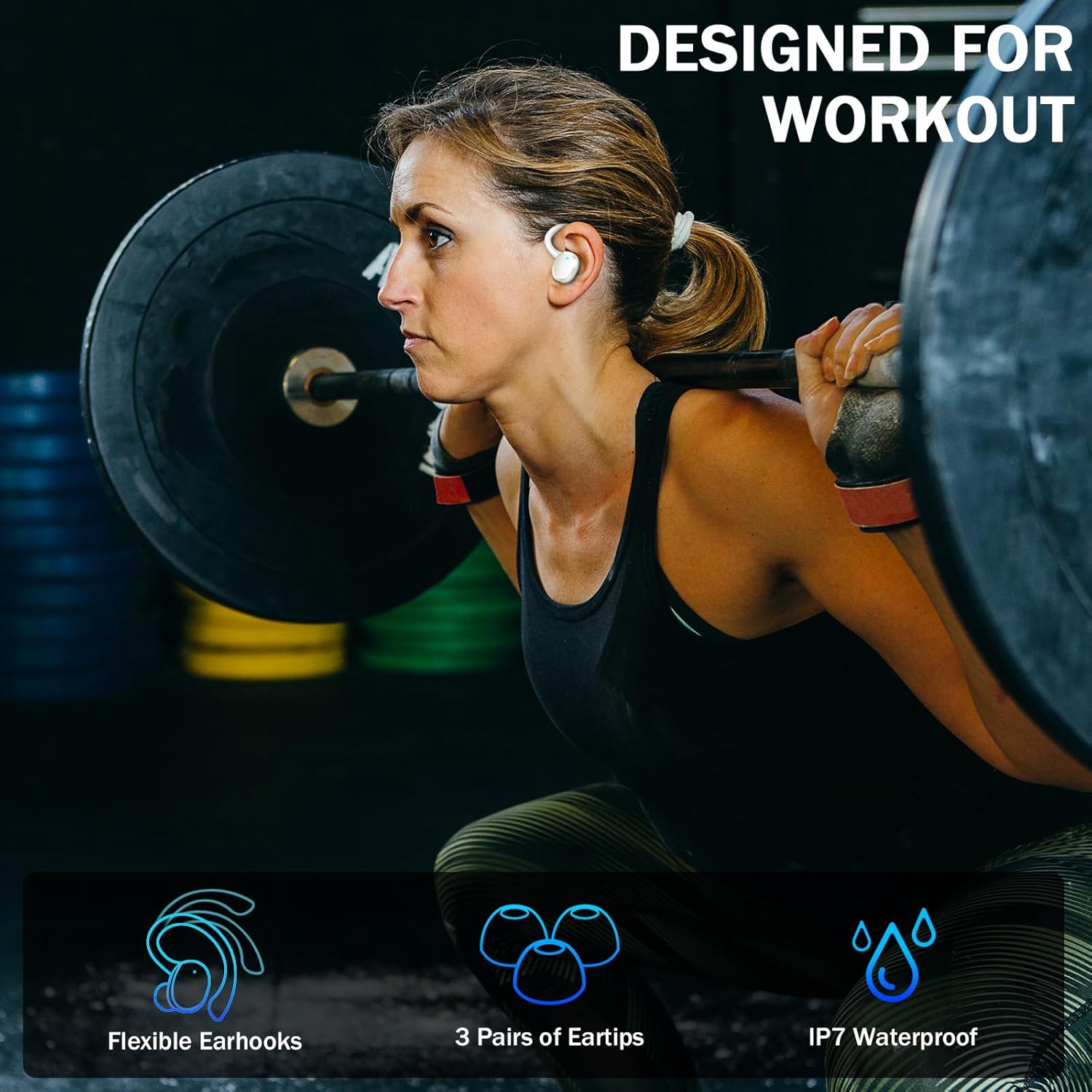 Bluetooth 5.4 Headphones Sport, 2025 Wireless Earbuds Bass Hi-Fi Stereo Over Ear Buds, 56Hrs Noise Cancelling Headset with Earhook, IP7 Waterproof Earphones Workout Running for Laptop Pad Android iOS - Image 5