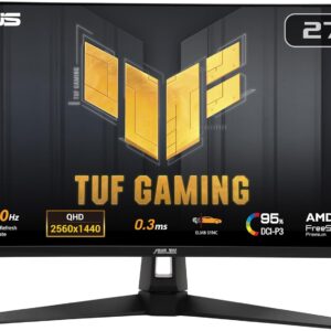 ASUS TUF Gaming 27” 1440P Monitor (VG27AQM5A) – QHD (2560×1440), 300Hz, Fast IPS, Extreme Low Motion Blur Sync, 0.3ms, Speaker, 95% DCI-P3, Shadow Boost, DisplayWidget Center, 3 yr Warranty