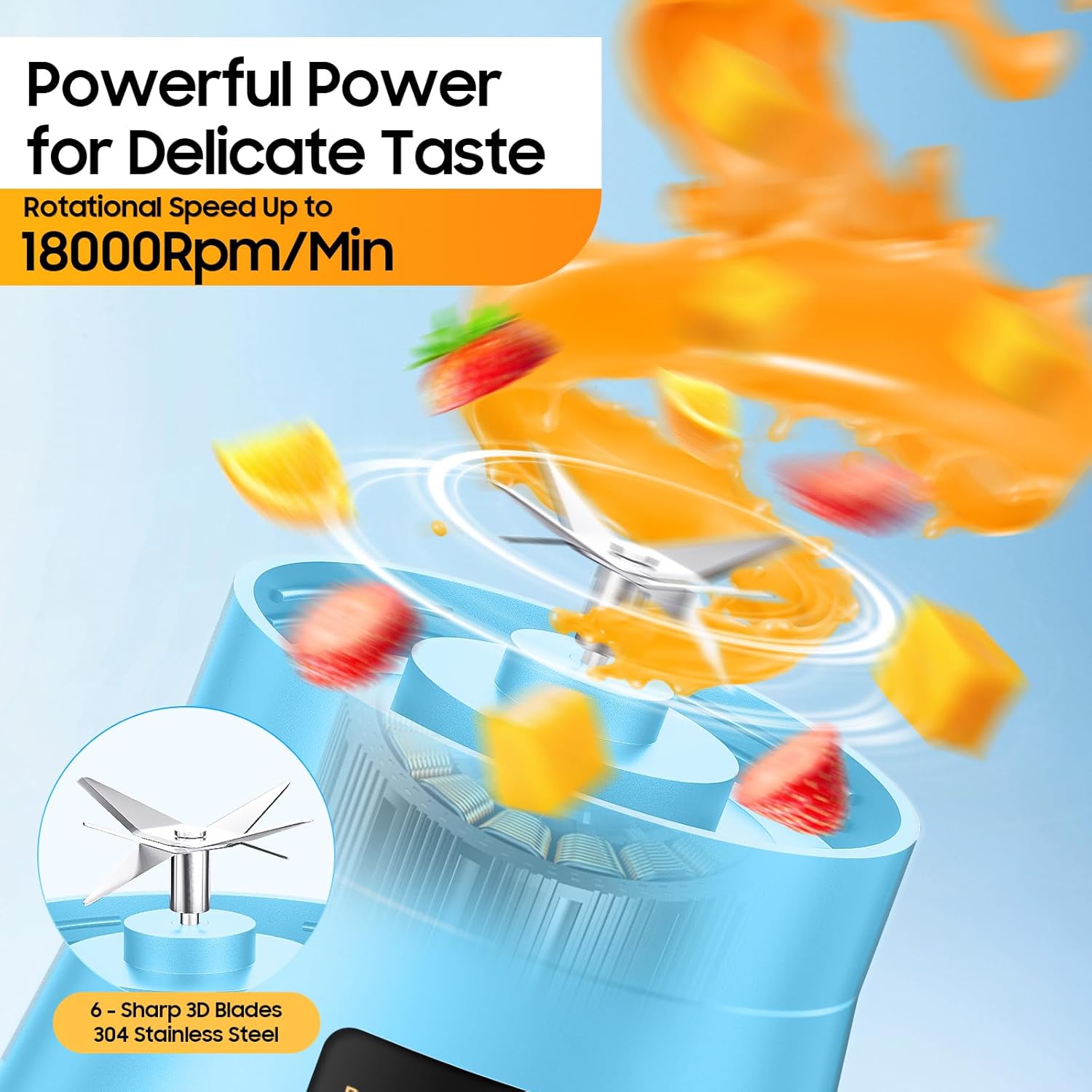 Cordless Portable Personal Size Blender - Mini Blender Make Smoothies and Shakes, 380Ml BPA Free Travel Cup, Powerful Blending Suit in Office/Home/Gym - Image 9