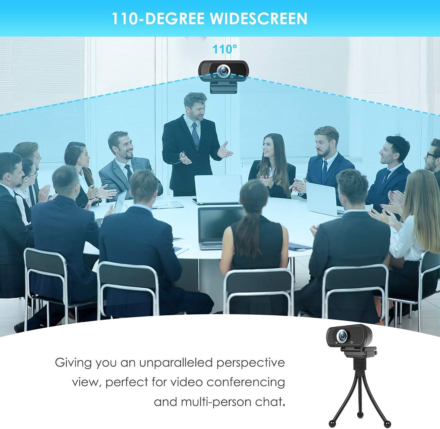 Full HD 1080P Webcam with Privacy Shutter and Tripod, Pro Streaming Web Camera with Microphone, Widescreen USB Computer Camera for Laptop Desktop - Image 4