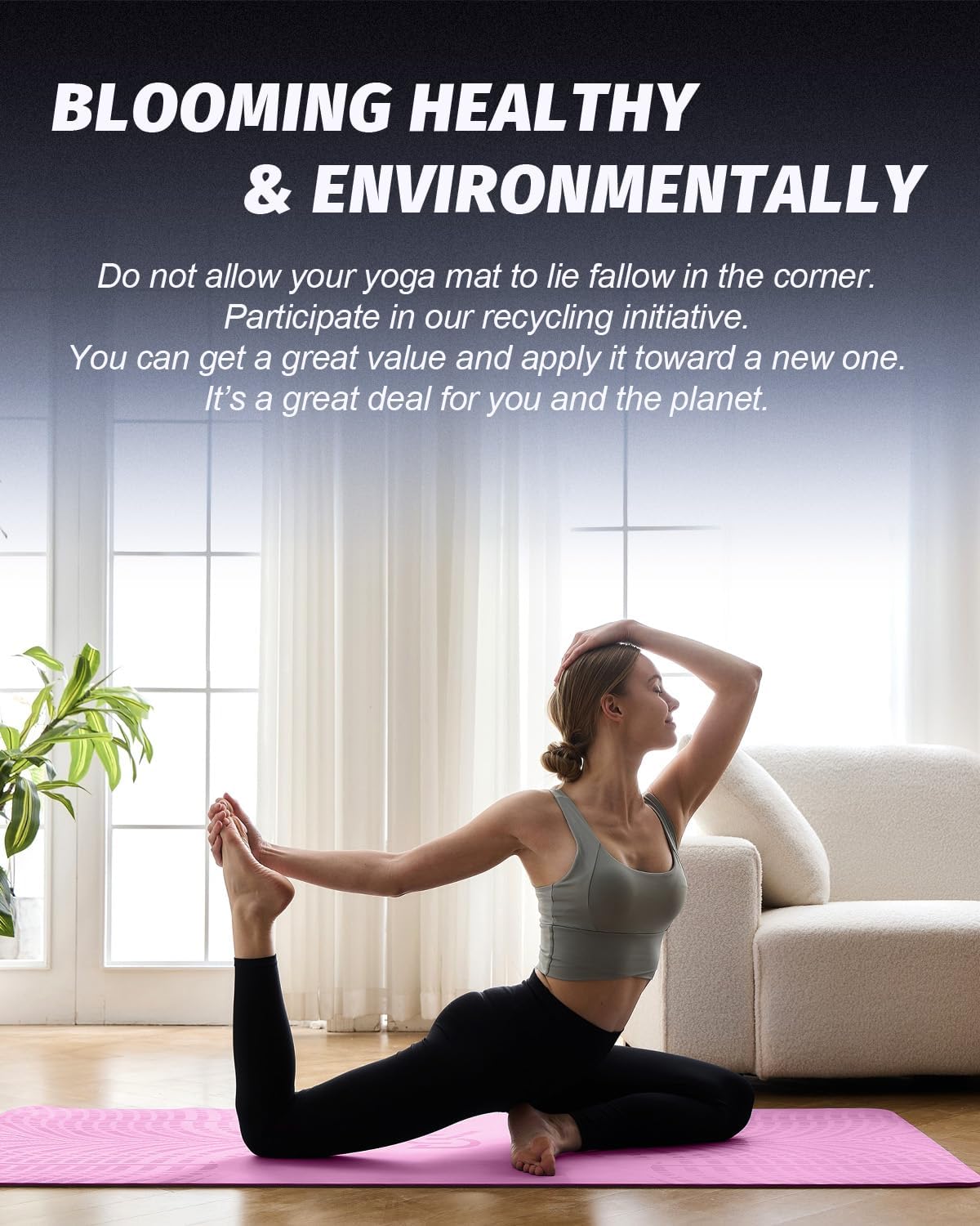 LOLLIPOP Thick Yoga Mat, Non-Slip Exercise Mat for Yoga, Pilates, Stretching Fitness & Exercise Mat with Easy-Cinch Carrier Strap - Image 7