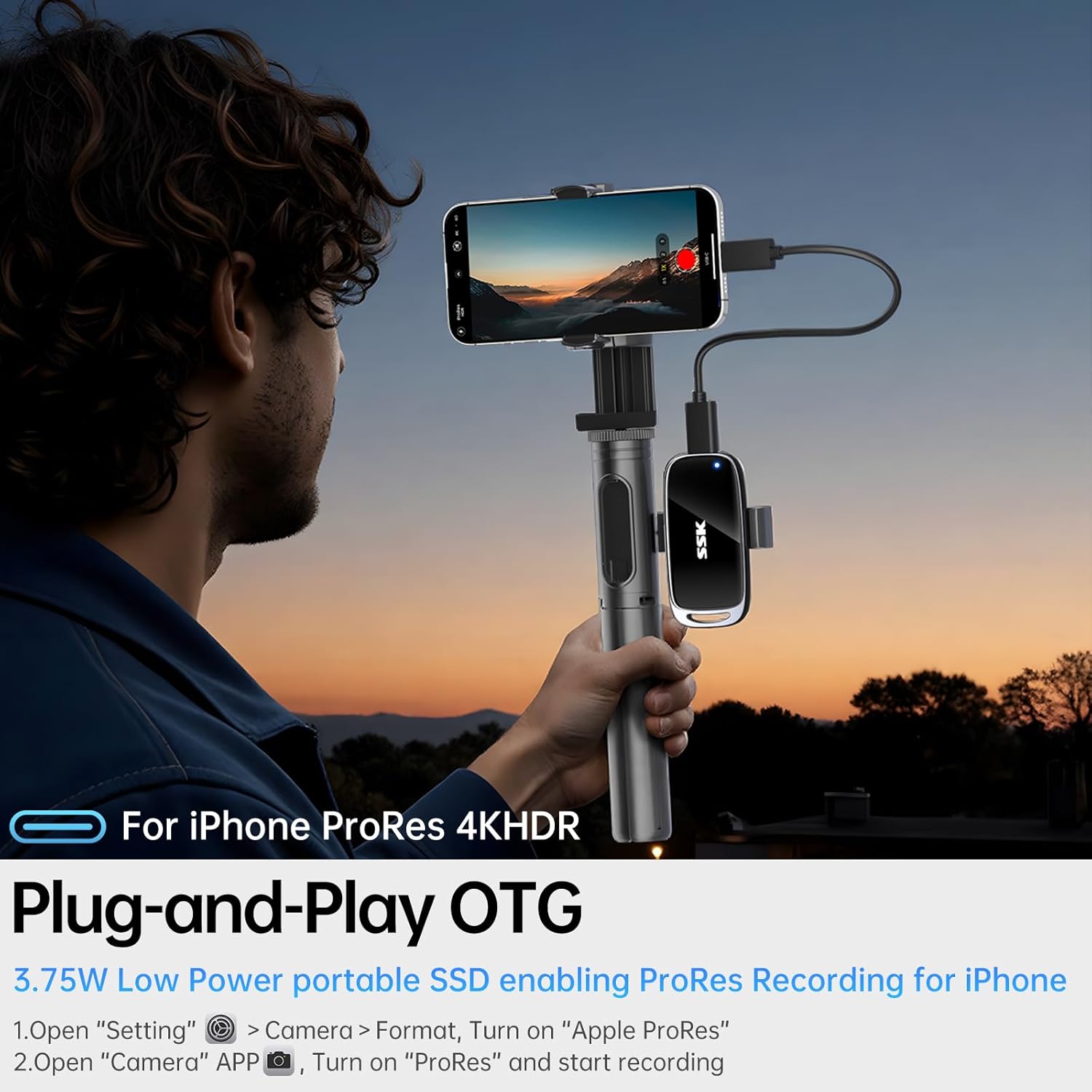 SSK 2TB SSD External Hard Drive, Portable SSD Drive up to 2000 MB/s, USB 3.2 Gen2X2 External Solid State Drives for iPhone 15/16 PRO、Mac、Phone OTG、Laptops with LED Indicator - Image 4