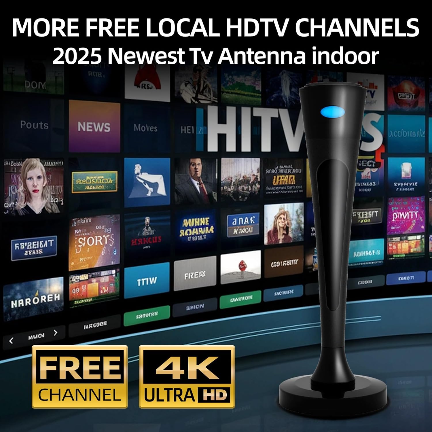 2025 TV Antenna for Local Channels,Long Range TV Antenna Indoor/Outdoor, HD Antenna for Smart TV with 16.5ft Cable Supports 4K 8K 1080p - Image 2