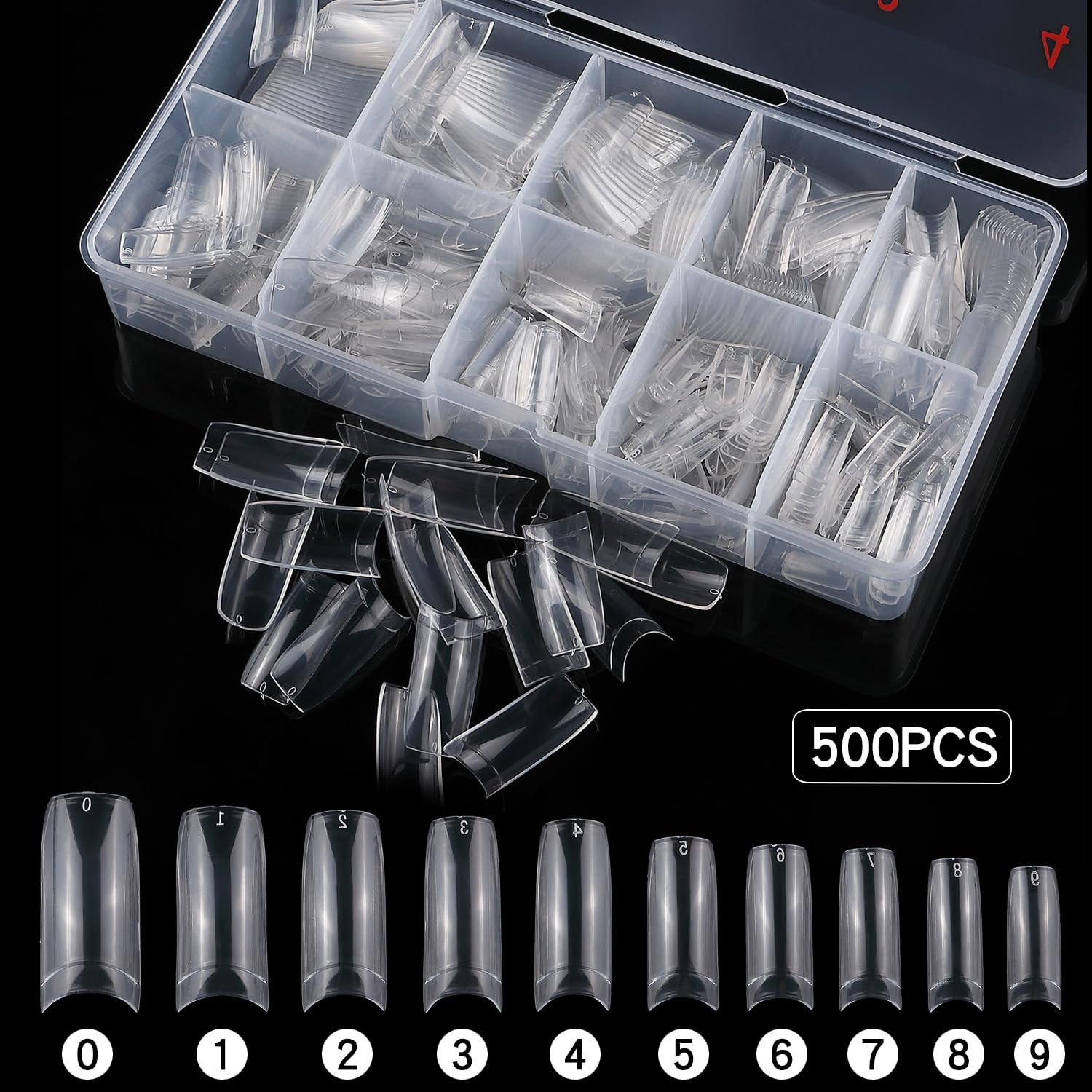 1000pcs Clear and Natural Acrylic Nail Tips,10 Size French Nail Tips For Acrylic Nails Half Cover False Nails Extension Artificial Fingernails - Image 3