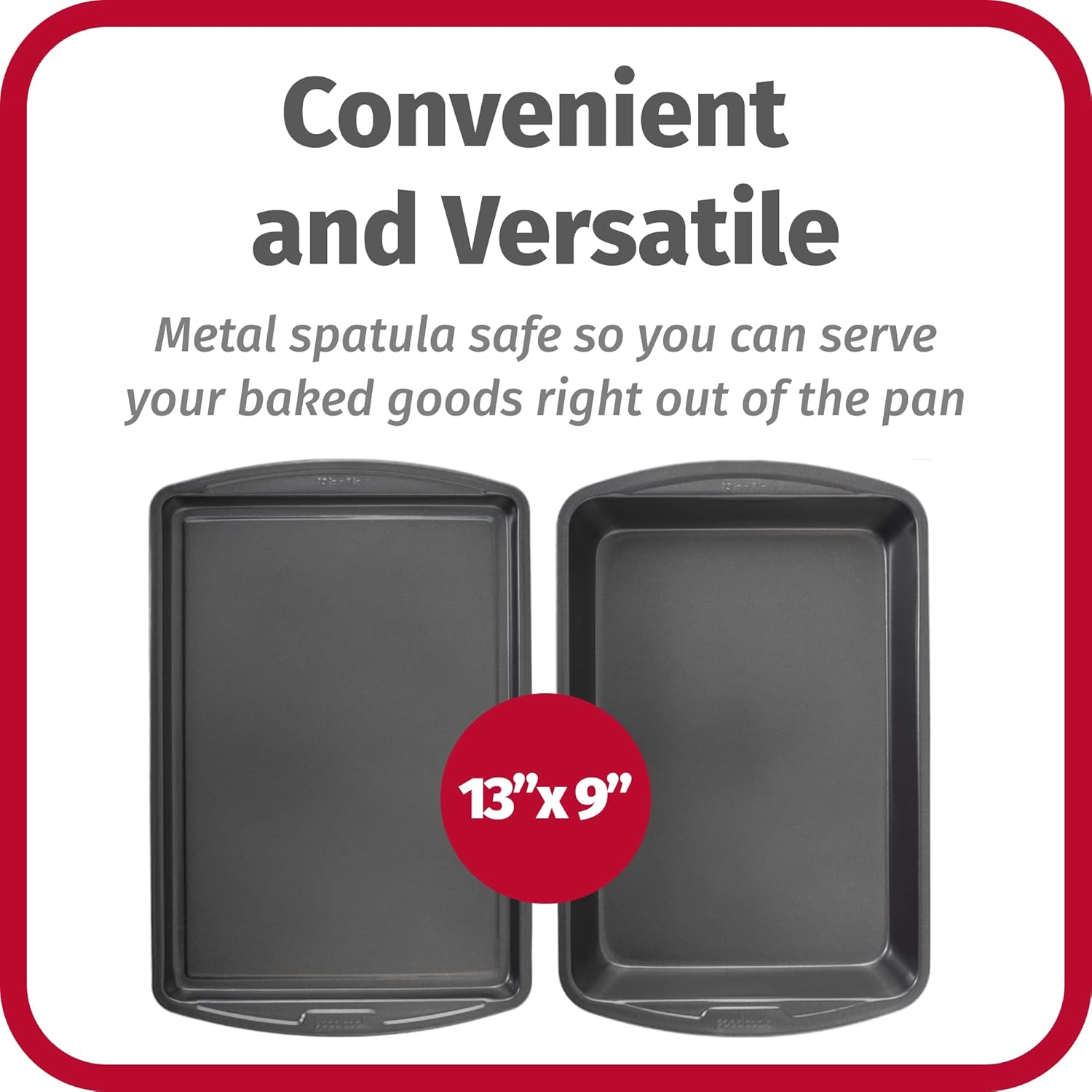 GoodCook Everyday Nonstick Steel 5-Piece Bakeware Set, Gray, Includes Cookie Sheet, Cake Pan, Loaf Pan, Muffin Pan, and Roast Pan, Durable and Scratch-Resistant Baking Set - Image 2