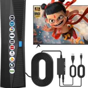 2025 Antenna for Smart TV for Local Channels,TV Antenna Indoor for Long Range Reception, Digital Antenna for Easy Installation and All Smart/Old TVs, Supports 4K 1080P HD VHF UHF