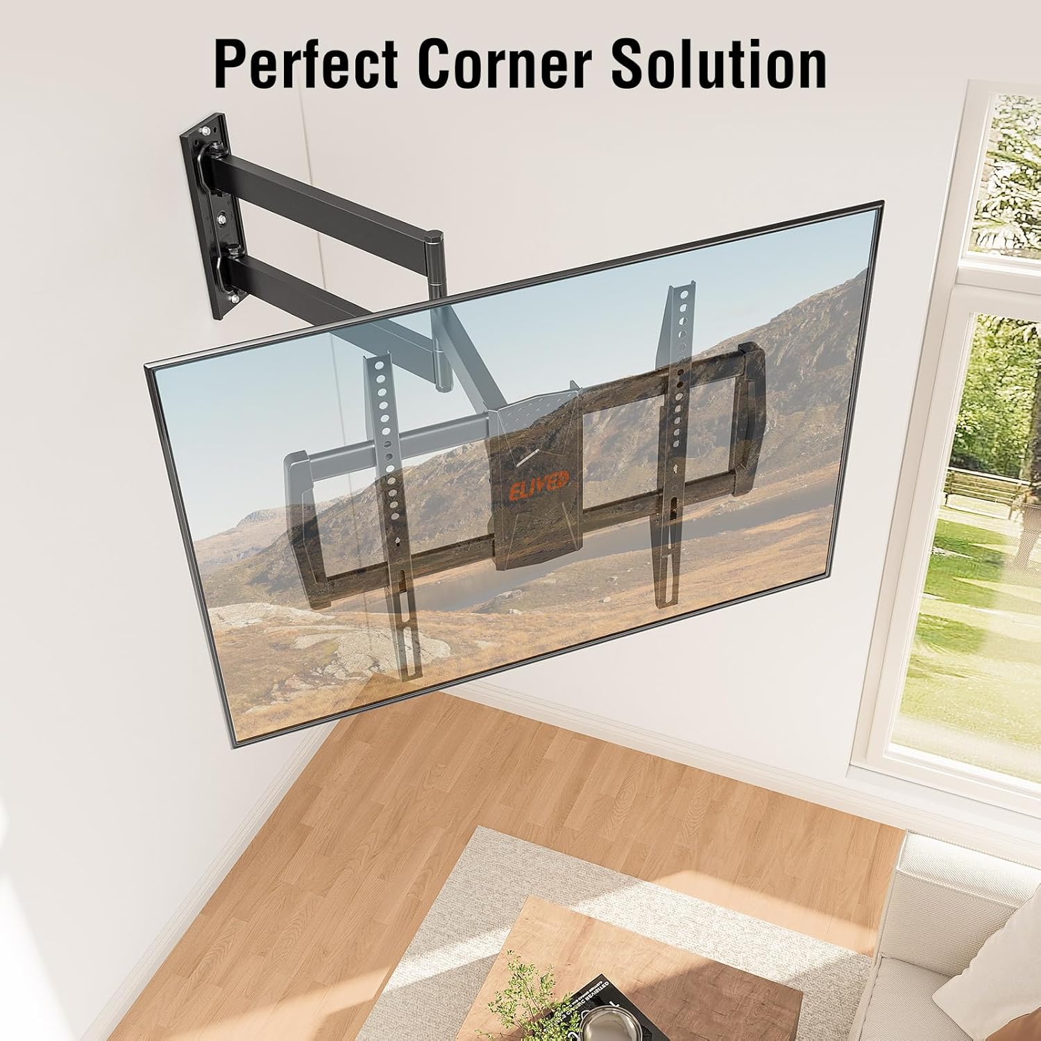 ELIVED Long Arm TV Mount for Most 42-75 Inch TVs, 32" Long Extension Arm Corner TV Wall Mount, Articulating Wall Mount tv Bracket Swivel and Tilt, Holds up to 99 lbs. Max VESA 600x400mm, YD1036 - Image 5