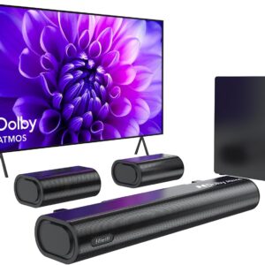 Hiwill 5.1ch Dolby Atmos Soundbar with 5.25” Subwoofer, Clear Voice, Surround Sound System w/2 Wired Rear Speakers, 380W Peak Power Bluetooth PC Sound Bar for TV, eARC/ARC/Opt, 2025