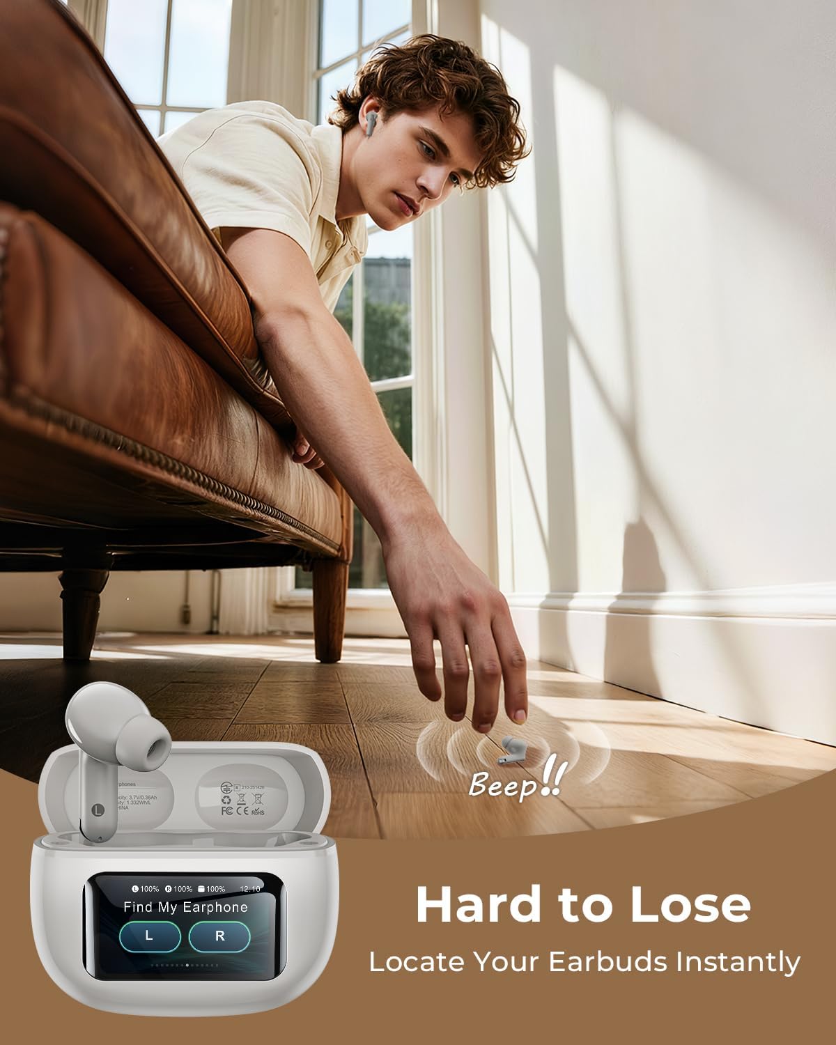 Wireless Earbuds, Ear Buds Active Noise Cancelling with Charging Case, 6.0 Bluetooth Earbuds with AI Clear Calls, 40H Playtime for Sports & Working, Stereo Sound Headphones for iPhone/Android/iPad - Image 4