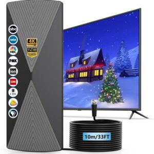 2025 TV Antenna,1200+ Miles Long Range TV Antenna, HD Digital TV Antenna Indoor with Signal Booster, Antenna for Smart TV and All Older TV’s-Supports 4K 1080p -33ft Long Cables