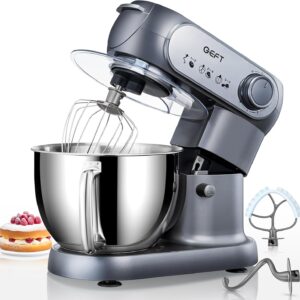 Stand Mixer, 6 QT 600W Tilt-Head Dough Mixer, 6+P speed Mixers Kitchen Electric Stand Mixer with Stainless Steel Bowl, Dishwasher-Safe Dough Hook, Flat Beater, Wire Whisk, Splash Guard, Grey