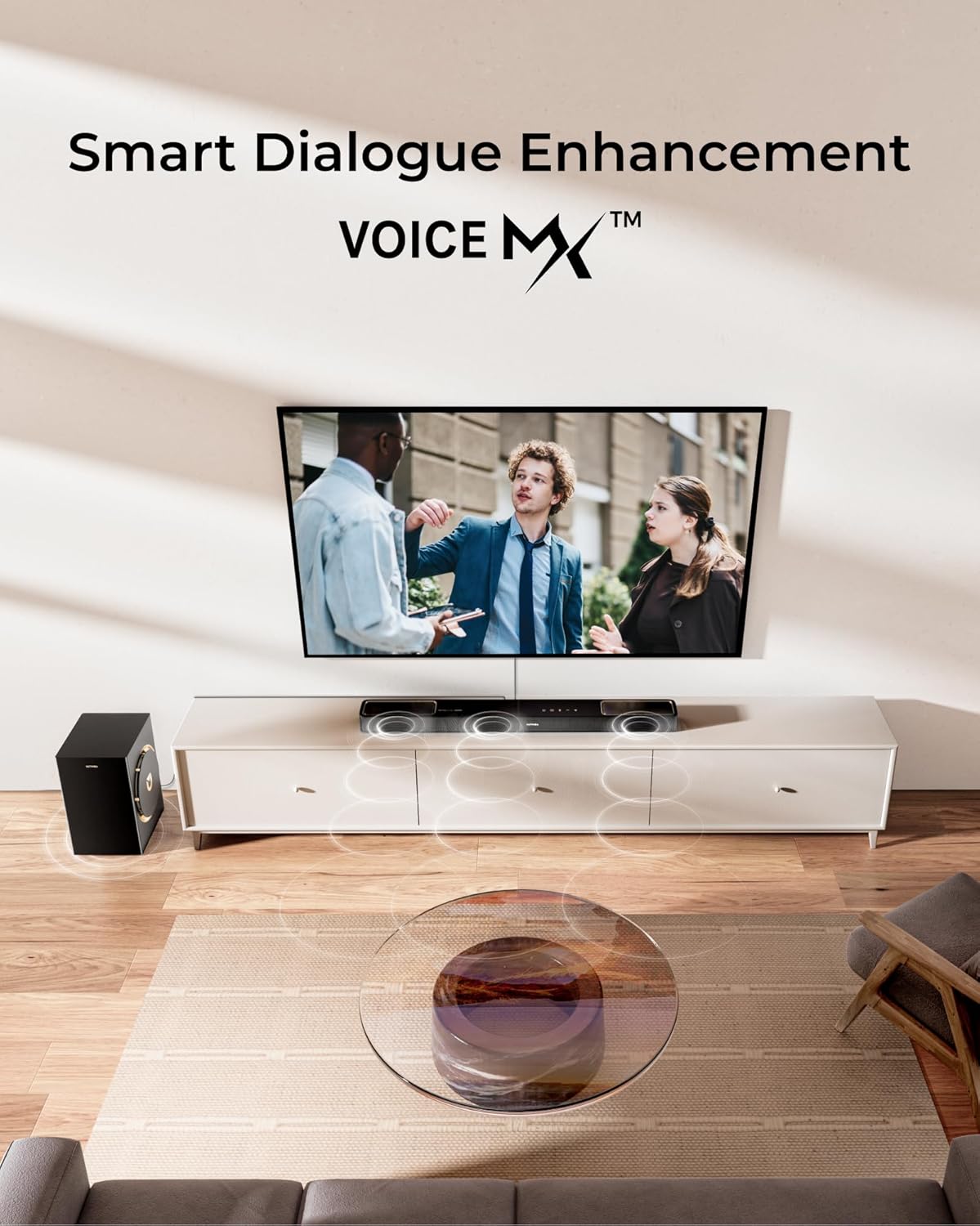 ULTIMEA 3.1.2ch Sound Bar with Dolby Atmos, Surround Sound System for TV with 6.5 inch Subwoofer, Sound Bar for Smart TV, Soundbar with Subwoofer for Home Theater, BT 5.4, HDMI eARC, Skywave F30 Boom - Image 6