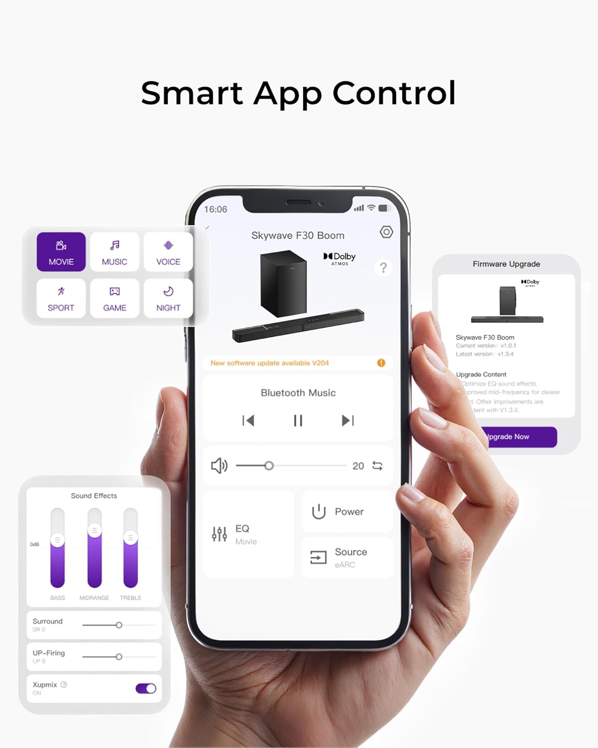 ULTIMEA 3.1.2ch Sound Bar with Dolby Atmos, Surround Sound System for TV with 6.5 inch Subwoofer, Sound Bar for Smart TV, Soundbar with Subwoofer for Home Theater, BT 5.4, HDMI eARC, Skywave F30 Boom - Image 8