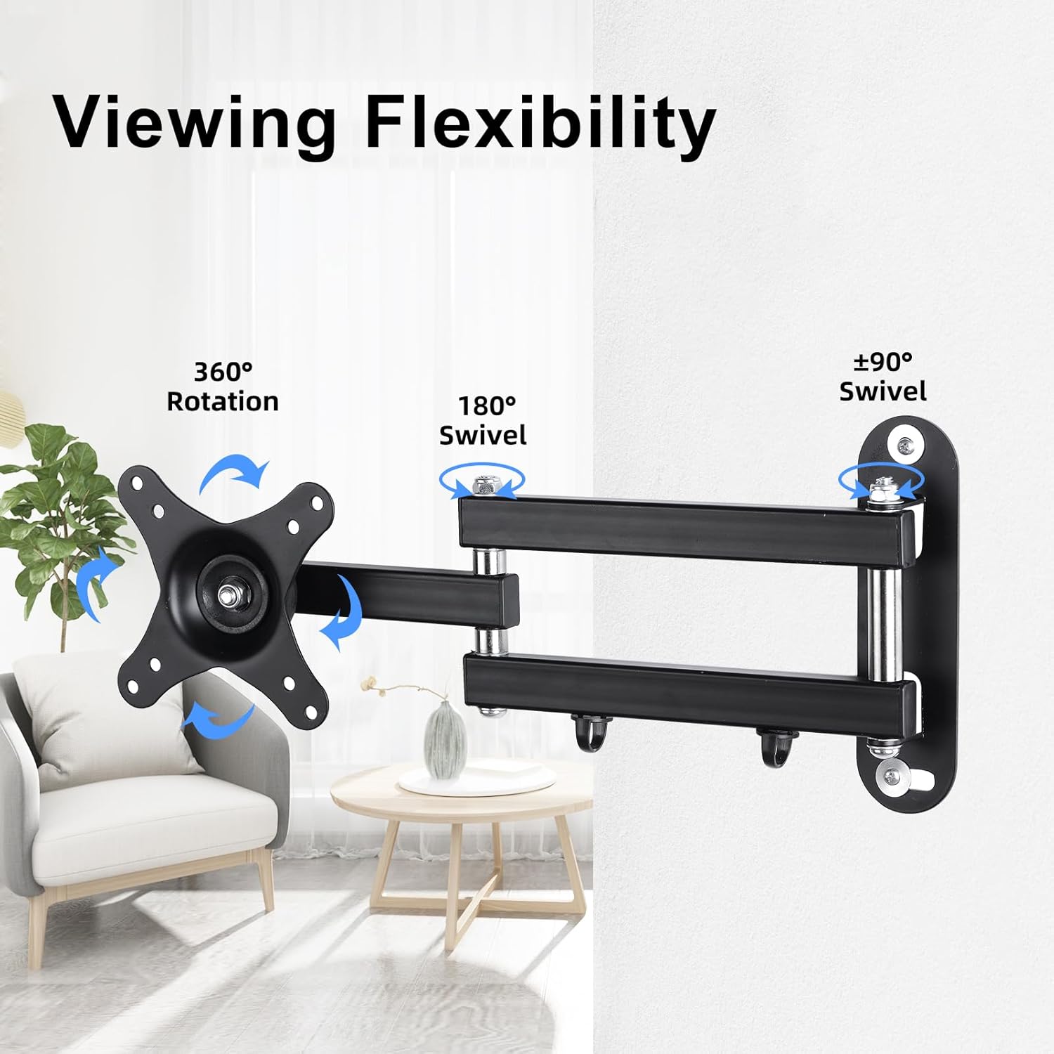 Suptek TV Wall Mount Swivel Tilt Rotation Full Motion Adjustable Articulating for Most 15-32 inch LED, LCD Monitor Wall Mount VESA 75,100 (MA2720) - Image 9