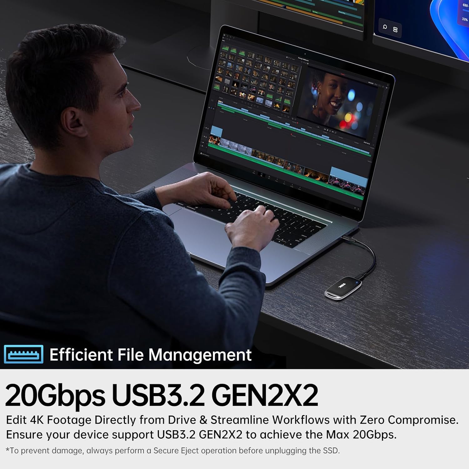 SSK 2TB SSD External Hard Drive, Portable SSD Drive up to 2000 MB/s, USB 3.2 Gen2X2 External Solid State Drives for iPhone 15/16 PRO、Mac、Phone OTG、Laptops with LED Indicator - Image 5