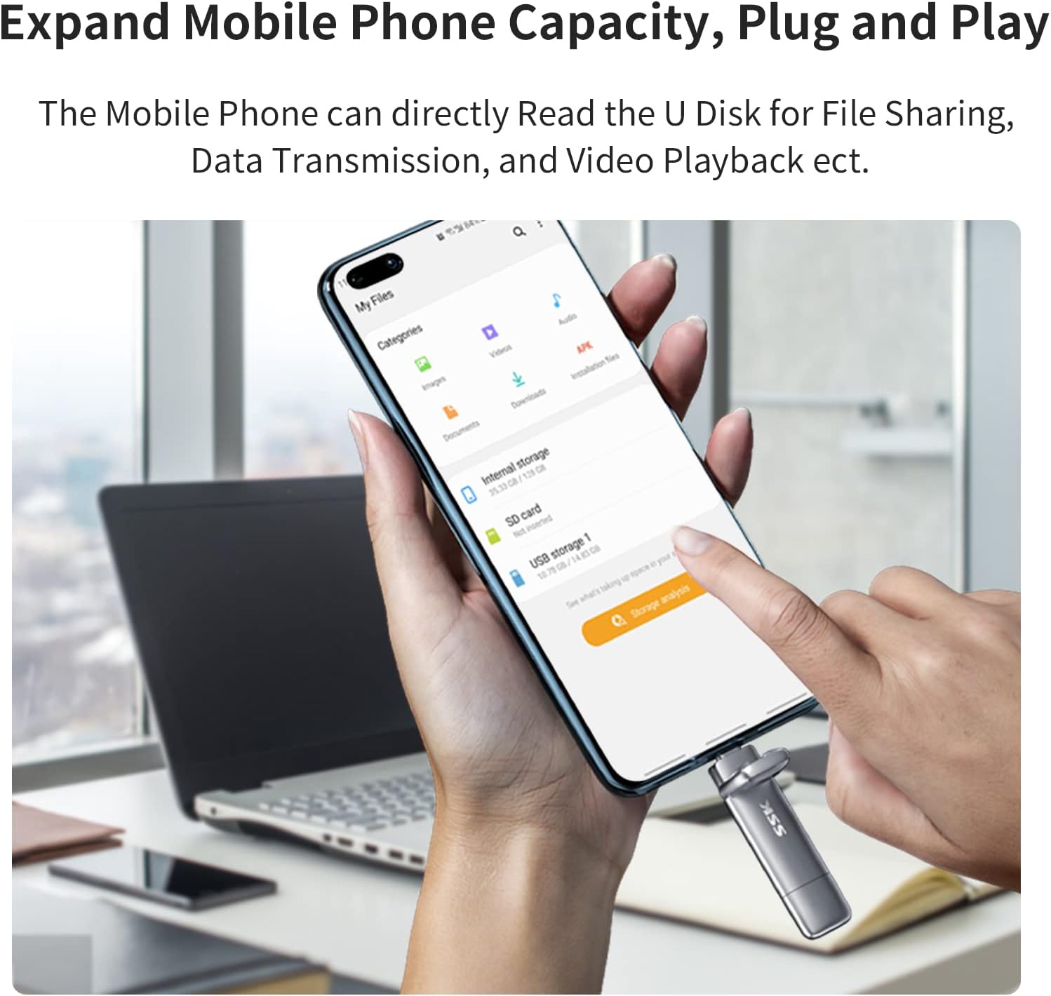 SSK 1TB USB Drive,External SSD Fast 550MB/s 2-in-1 Dual-Drive Type C+ A USB3.2 Gen2 Solid State ThumbDrive SSD-Stick for iPhone 15/16/PS4/Android Phone/Tablet/Windows/Mac - Image 7