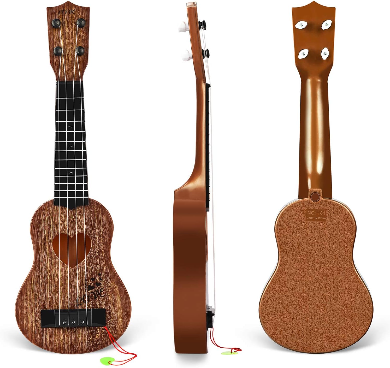 YEZI Kids Toy Classical Ukulele Guitar Musical Instrument, Maroon - Image 5