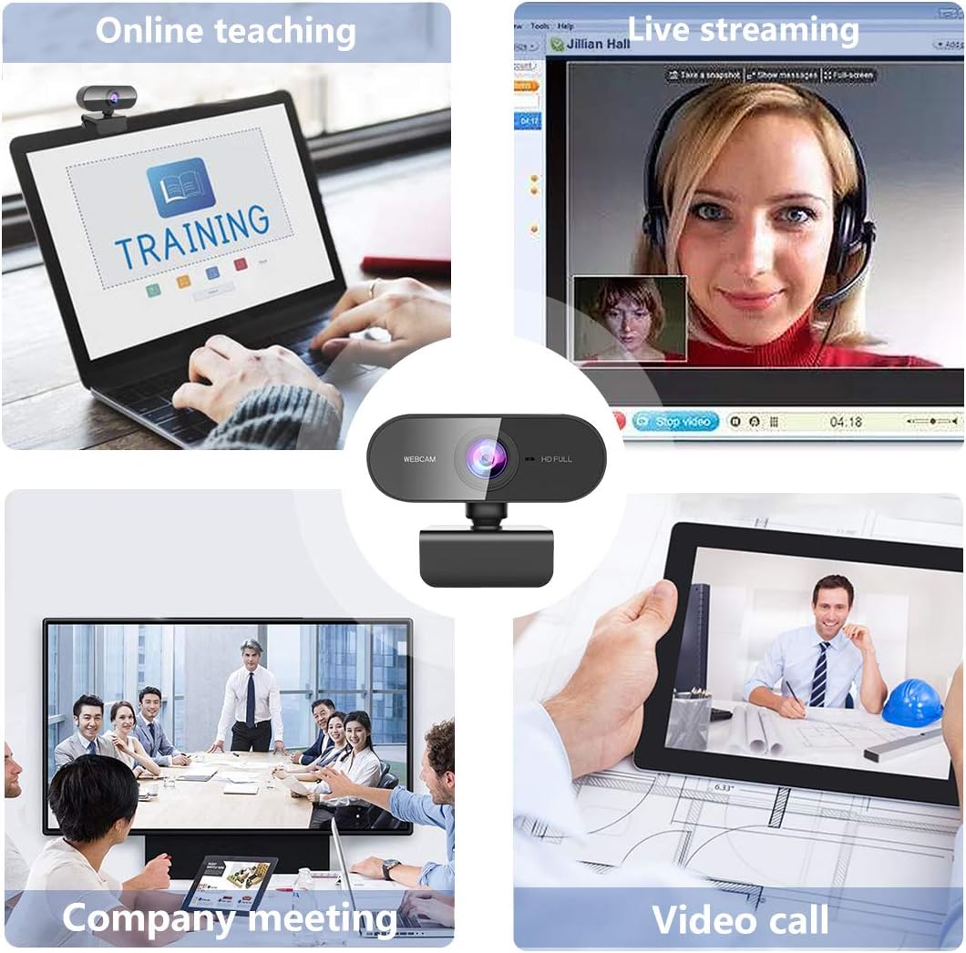 Webcam with Microphone&1080P HD Web Cam,Stand for PC/MAC/Laptop/Desktop, Wide Angle Web Cameras for YouTube,Skype,Zoom,Xbox One,Video Calling,Studying and PS4 - Image 7